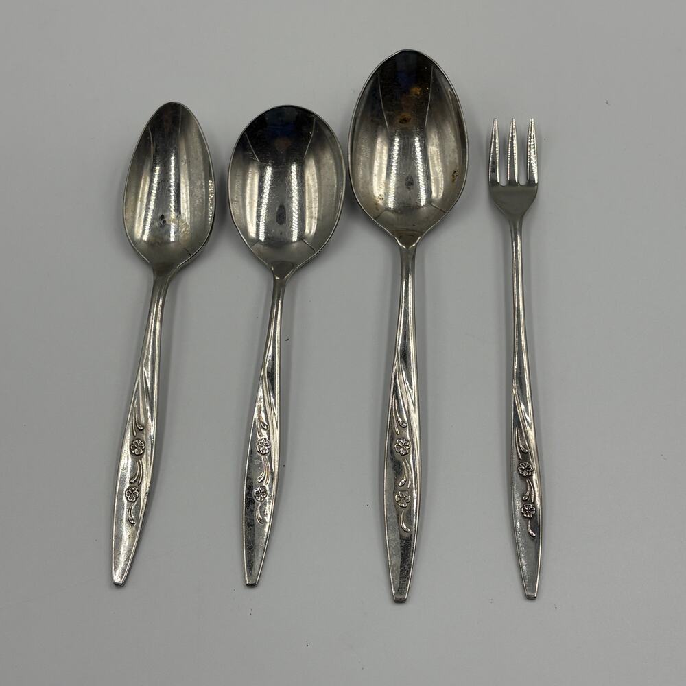 Oneida Maywood All-American Stainless Flatware 4 Pc Mixed Replacement Lot Floral